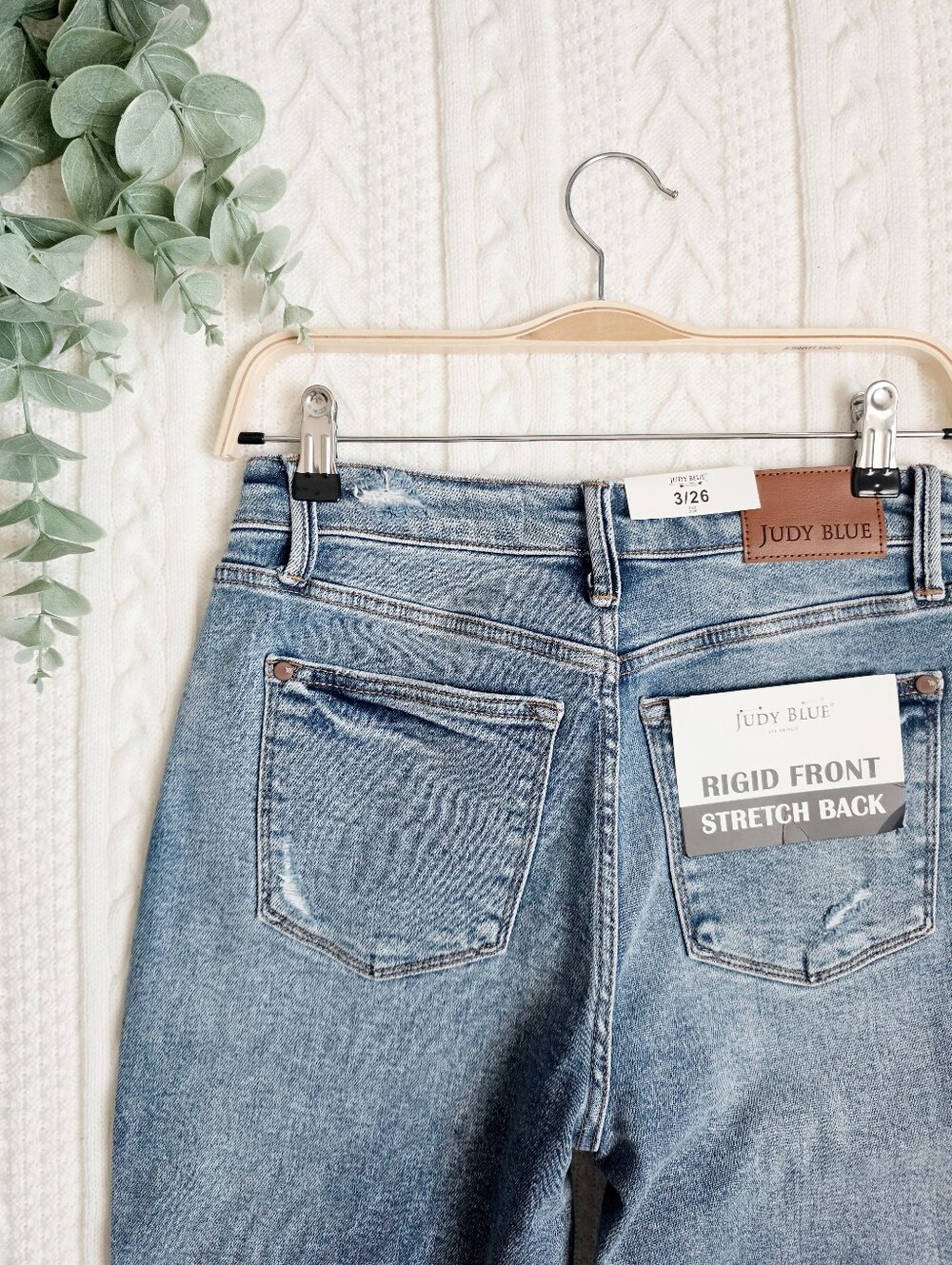 Judy Blue Criss Cross Rigid Magic Straight Dad Jeans Stretch HR Medium 3/26 NEW - Picture 9 of 11